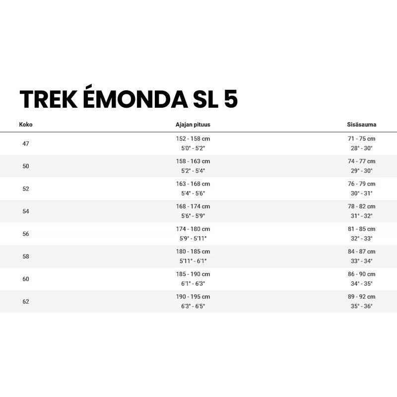 Trek Émonda SL 5 – maantiepyörä, 500-sarjan OCLV-hiilikuiturunko